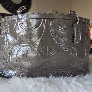 Coach Patent Leather Shoulder Bag in Gray